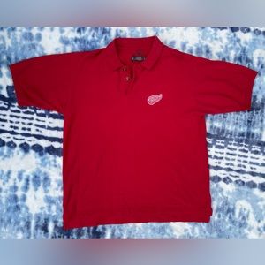 Vintage Active Brand Embroidered Detroit Red Wings Logo Polo Shirt Size Large
